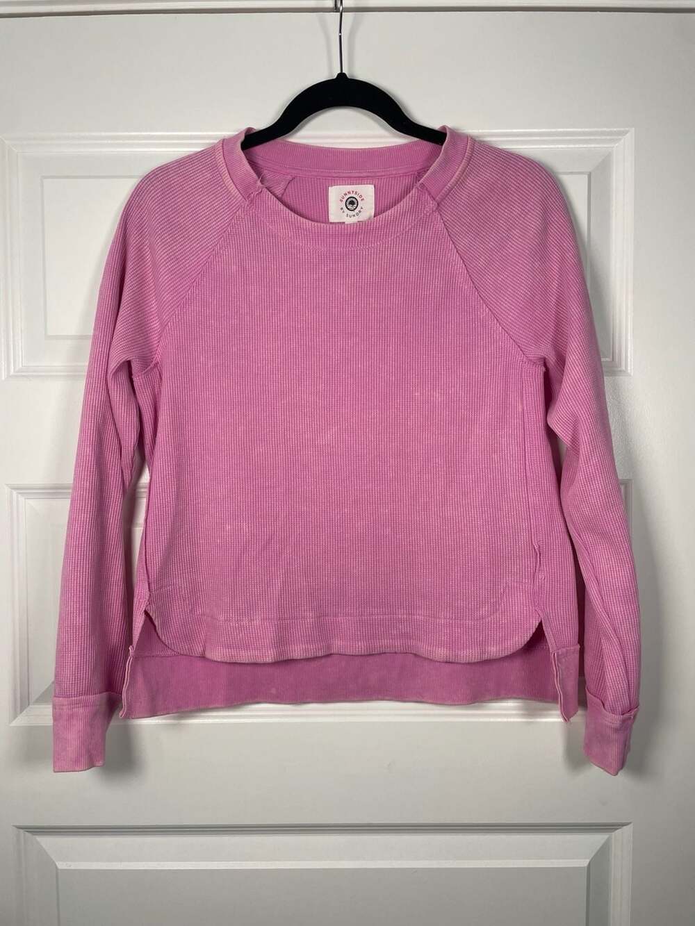 Sunnyside by Sundry Pink Waffle Knit Pullover Sweatshirt Size S